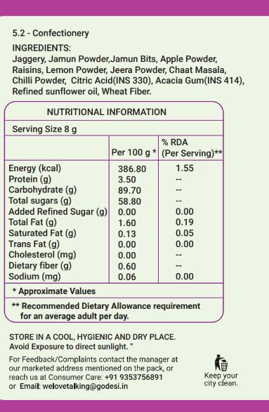 GO DESi POPz Masala Jamun Nutrition