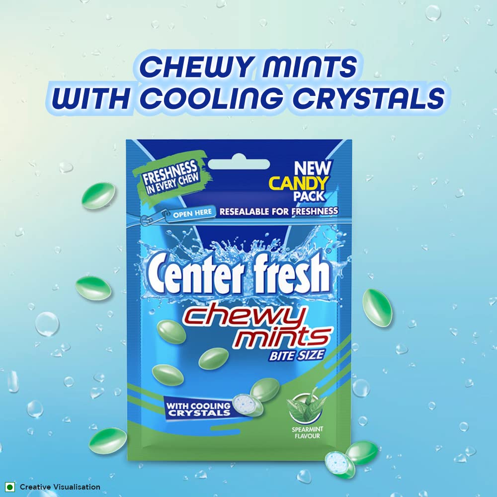 CENTER FRESH Mints Chewy Mints, Spearmint Flavour Candy Pouch Visual