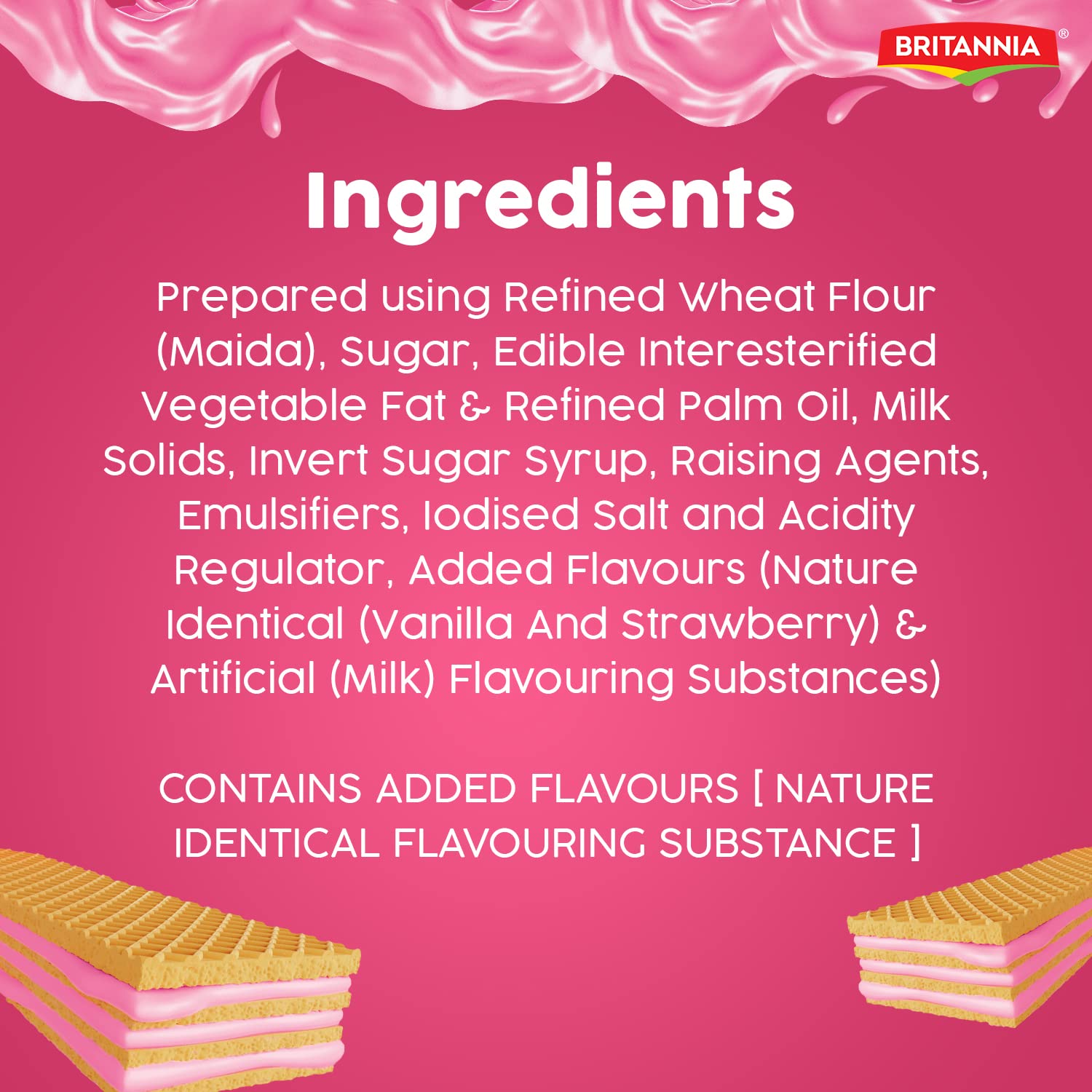 Britannia Treat CrÃƒÆ’Ã‚Â¨me Wafers - Strawberry Flavoured Wafer Biscuit Ingredients 