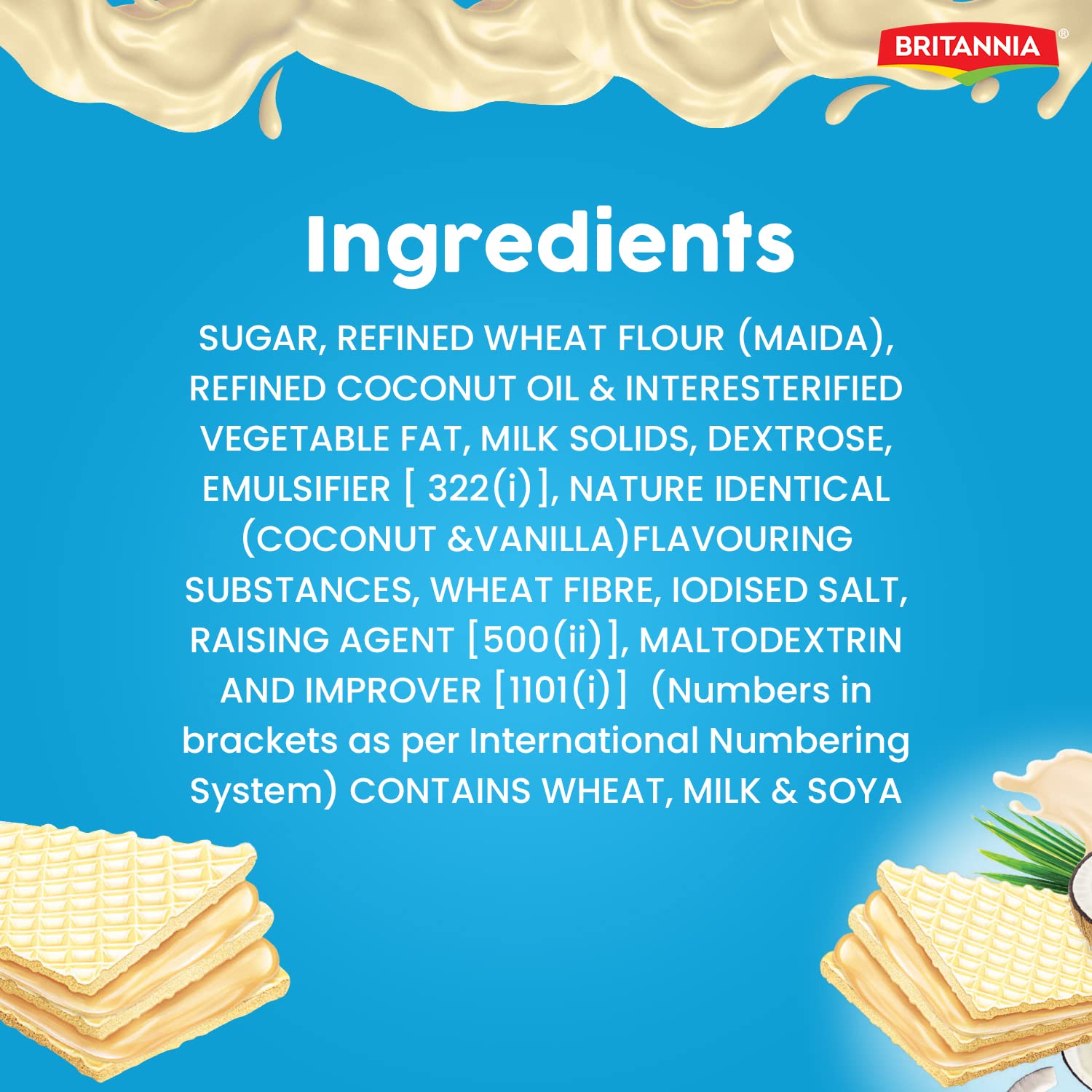 Britannia Treat CrÃƒÆ’Ã‚Â¨me Wafers Coconut Ingredients