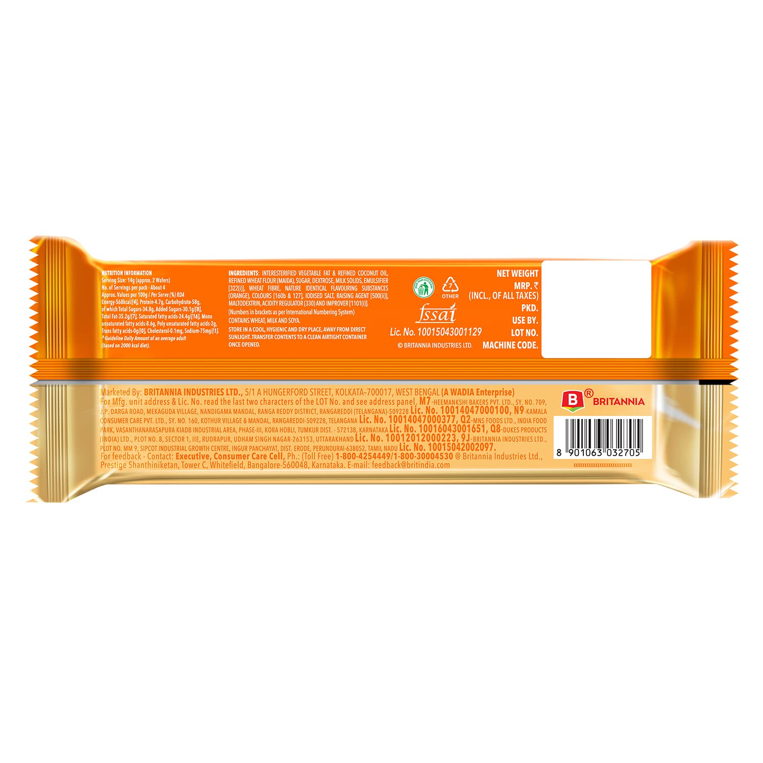 Britannia Treat CrÃƒÆ’Ã‚Â¨me Wafers Back