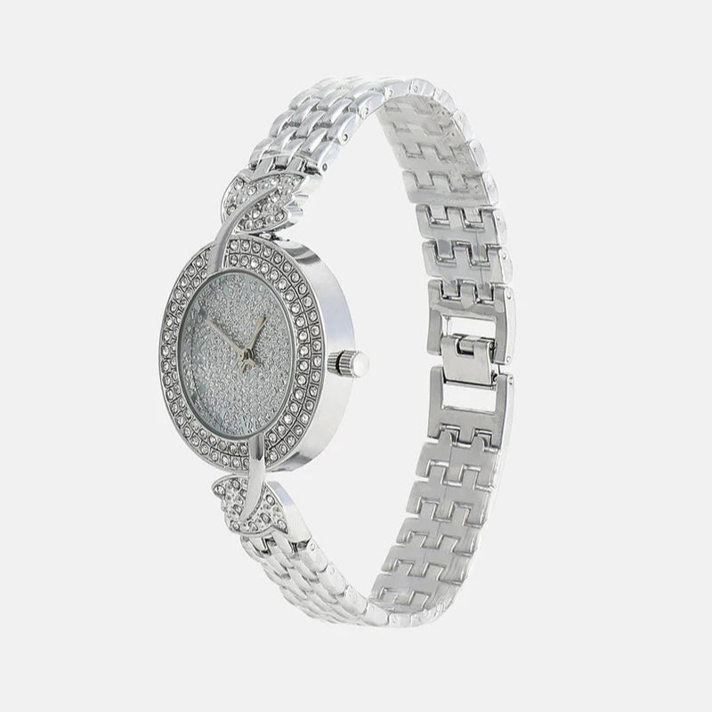 The Foliage Round Watch – Metallic Silver