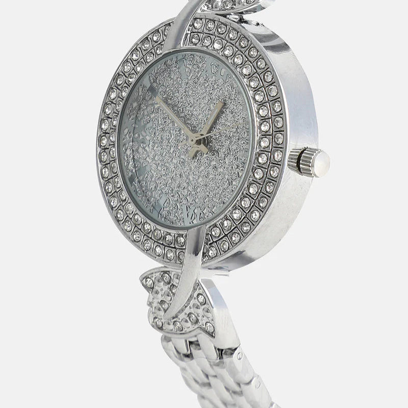 The Foliage Round Watch – Metallic Silver