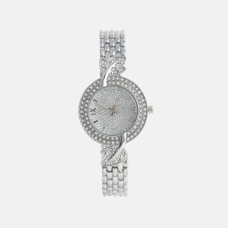 The Foliage Round Watch – Metallic Silver