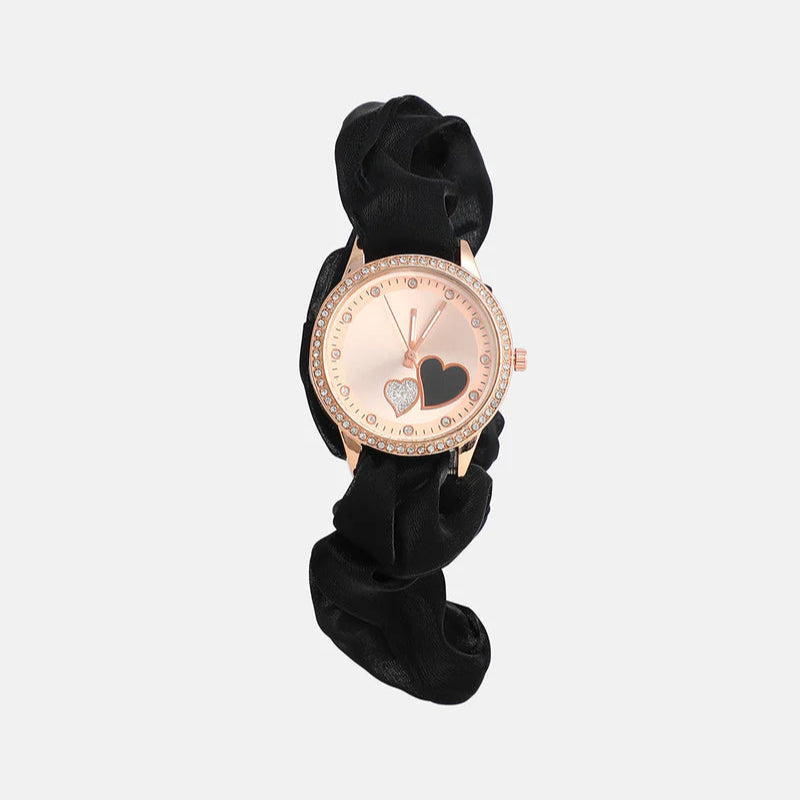 The Scrunchie Heart Round Watch (Pink, Black, Blue)