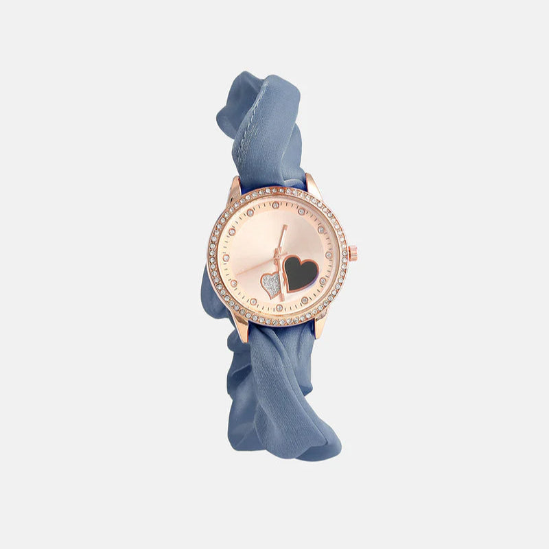 The Scrunchie Heart Round Watch (Pink, Black, Blue)