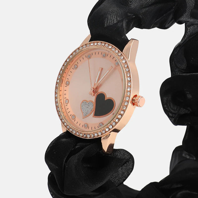 The Scrunchie Heart Round Watch (Pink, Black, Blue)