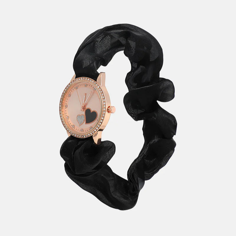 The Scrunchie Heart Round Watch (Pink, Black, Blue)