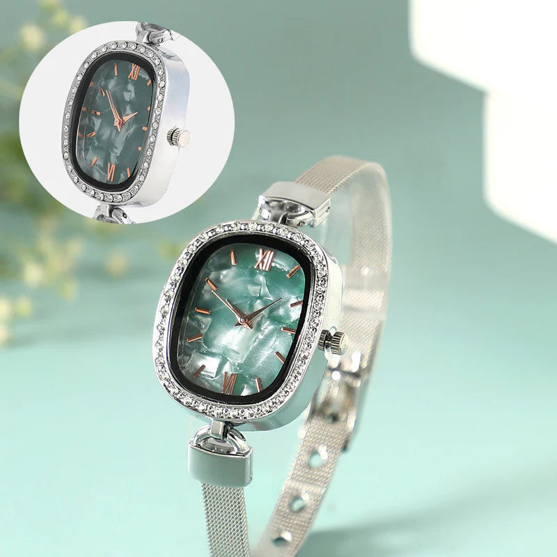 The Textured Square Watch – Emerald Green