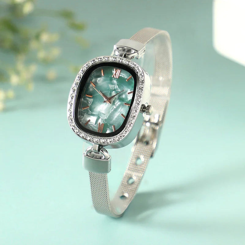 The Textured Square Watch – Emerald Green