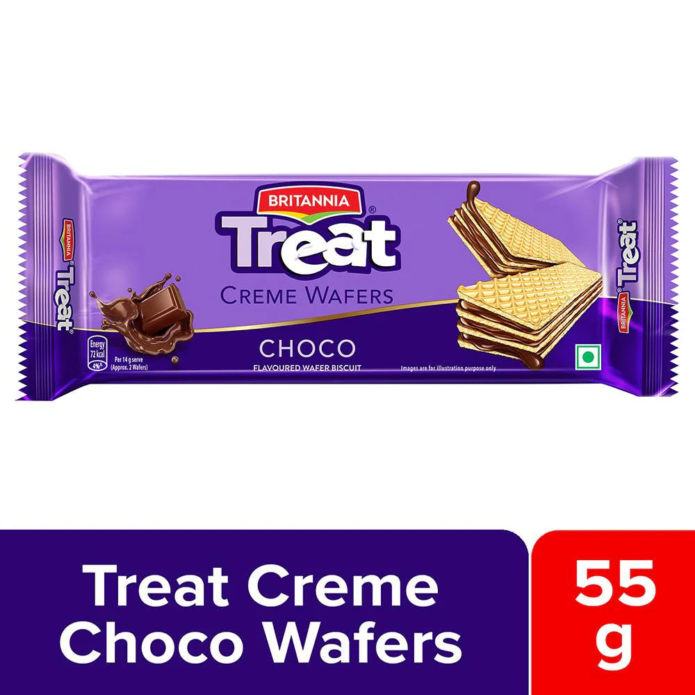 Britannia Treat Choco Creme Wafers Biscuit Front