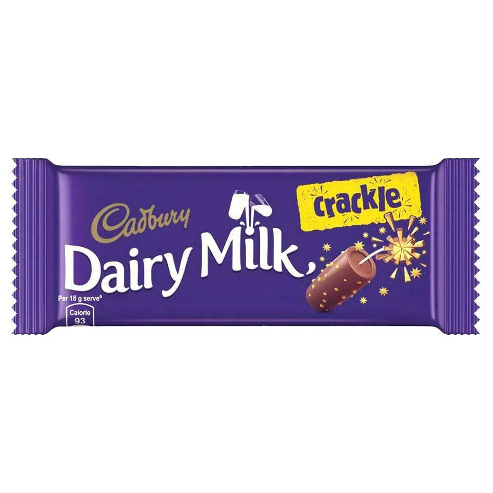  Cadbury Dairy Milk Crackle Chocolate, creamy chocolate, crackling rice crispies, indulgence, sweet cravings, joy, sharing, sensation, favorite, treat.