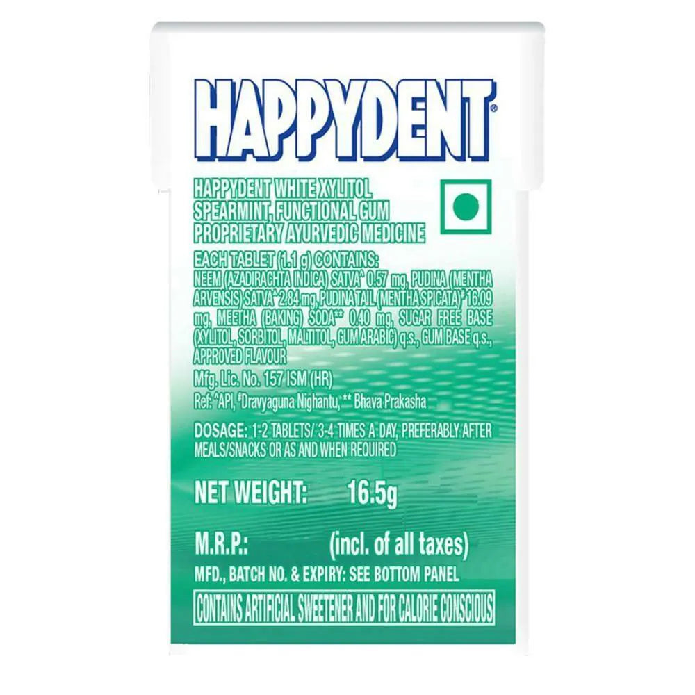 Happydent Wave Sugarfree Xylito Spearmint Flavoured Liquid Chewing Gum backHappydent Wave Sugarfree Xylito Spearmint Flavoured Liquid Chewing Gum ingredients