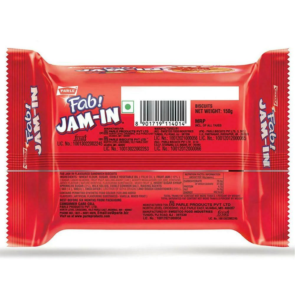 Parle Fab Jam-In Cream Biscuits Back