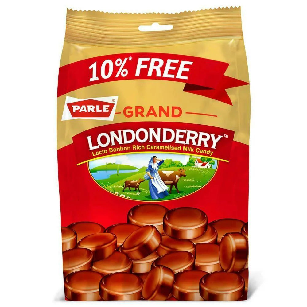 Parle Grand Londonderry Caramelised Milk Candy, caramelized milk, confectionery delight, indulgence, creamy sweetness, memorable, gratifying, rich flavor. 