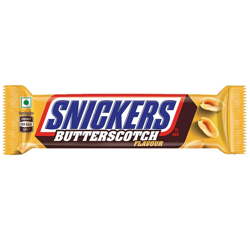 Snickers Butterscotch Filled Chocolate Bar, decadent crunch, rich chocolate, crunchy butterscotch, creamy caramel, nougat, roasted peanuts, satisfying snack, sweet bliss.